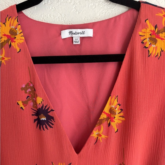 Madewell Wrap Mini Posey Cactus Floral Dress in Spiced Rose - Picture 10 of 16